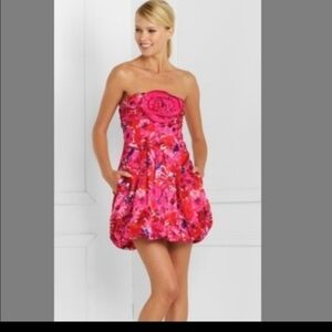 open lace back dress Hot Pink Ruffled Mini Dress by BCBG MaxAzria – SilkRoll main image 1